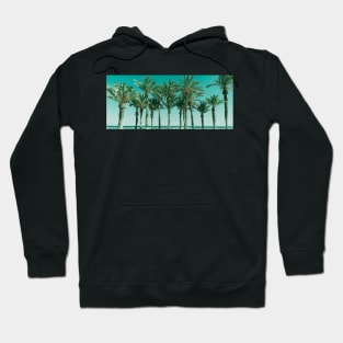 Row of tropical feeling palm trees panorama shape image Hoodie